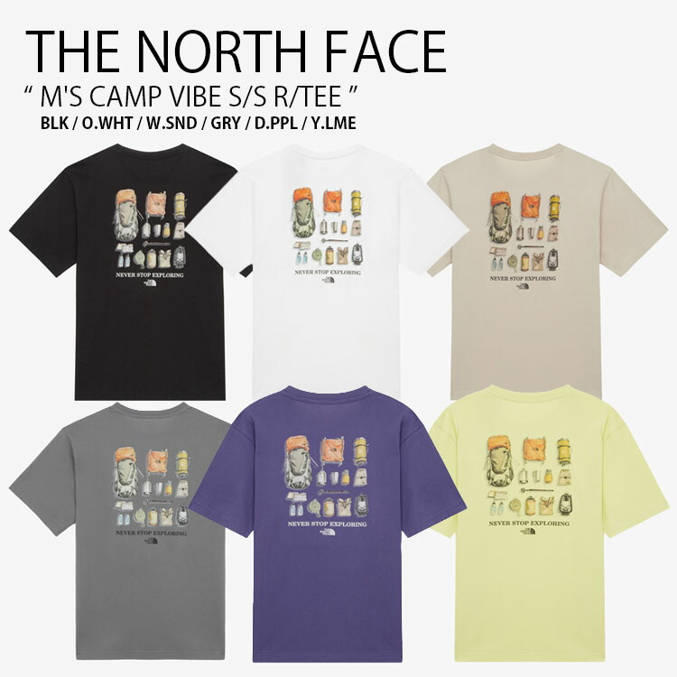 THE NORTH FACE ノースフェイス Tシャツ M'S CAMP VIBE S/S R/TEE キャンプ バイブ ショートスリーブ ラウンドネック ティーシャツ 半袖 カットソー ストリート カジュアル アウトドア キャンプ メンズ レディース 男性用 女性用 NT7UR07A/B/C/D/E/F