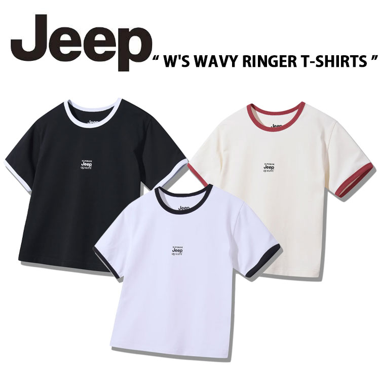 Jeep ジープ レディース Tシャツ W'S WAVY RINGER T-SHIRTS ウェイブ ショートスリーブ リンガー T-シャツ 半袖 ロゴ カジュアル レディース 女性用 JQ5TSF141｜a-dot