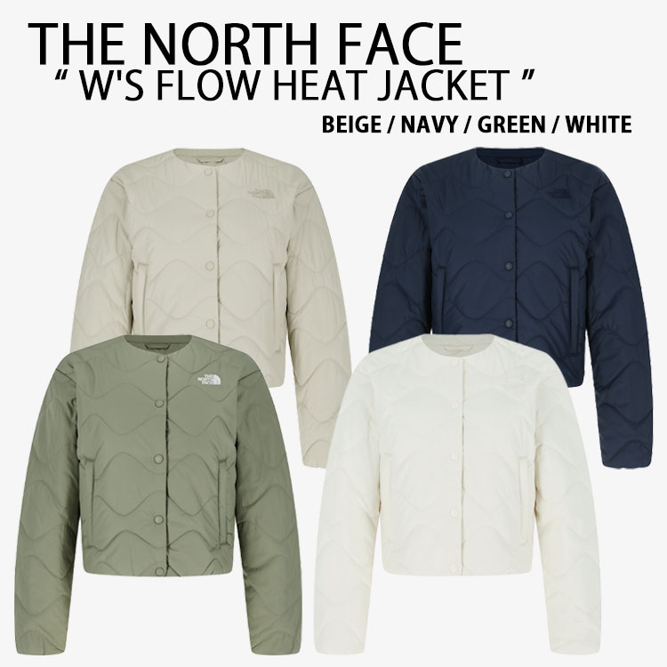 THE NORTH FACE ノースフェイス レディース キルティングジャケット W'S FLOW HEAT JACKET ヒートジャケット カーディガン ノーカラージャケット パディングジャケット 軽量 軽い クロップ丈 短め丈 NJ3NR81J/K/L/M