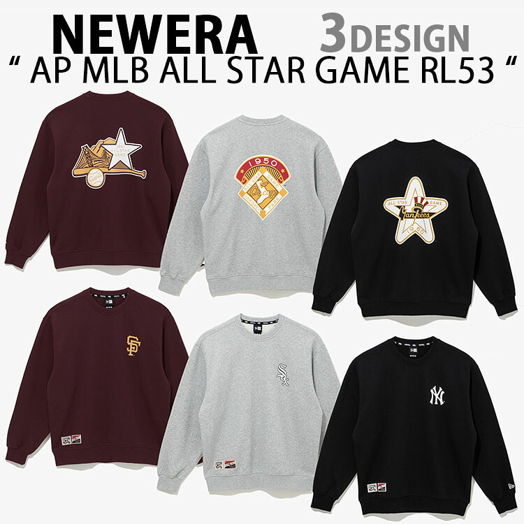 NEWERA ニュー内鰓 流汗 労働者の一団のど首 AP MLB ALL STAR GAME SWEAT RL53 調教師 オールスター手合わせ ヤンキース BLACK 白いこと靴下 GRAY ジャイアンツ BURGUNDY 神のことば情の籠もった 御徒面子グラフィック メンズ レディース スウェット・トレーナー-トップス
