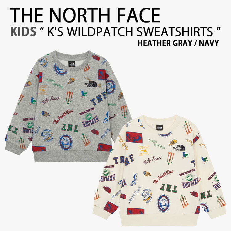 THE NORTH FACE 北の方人間の顔 キッズ 裏起毛 調教師 K\u0027S WILDPATCH SWEATSHIRTS ワイルドパッチスウェットシャツ 薄墨色 皮膚軟化剤 御坊っちゃん うしろ帯 赤ちゃん用 NM5MR52S/T