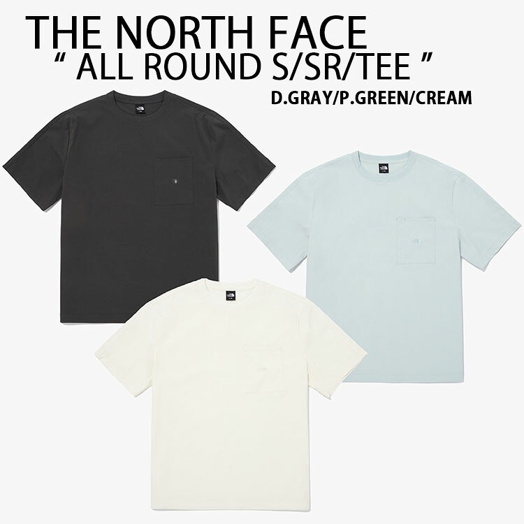 THE NORTH FACE 北の方人間の顔 プルオーバー ALL ROUND S/SR/TEE ルーズフィット 冷感原料品 GREEN GRAY CREAM ナイロン 半袖プルオーバー ロゴタイプ 心地よい 表どおり ウーブン原料品 メンズ レディース NT7UQ11A/B/C