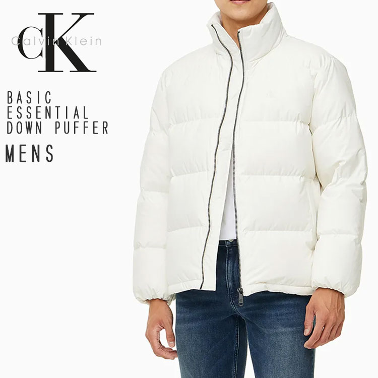 Calvin Klein カルバンクライン 落ちこむ上衣 ベーシック ESSENTIAL DOWN PUFFER CK 落ちこむ 上衣 ロゴタイプ IVORY 第一義的 象牙色 メンズ レディース J326958 YBI