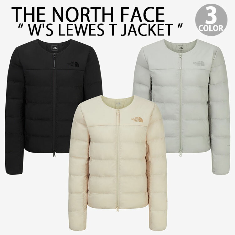 THE NORTH FACE ノースフェイス レディース キルティングジャケット W'S LEWES T JACKET カーディガン ノーカラージャケット BEIGE BLACK GRAY クロップ丈 短め丈 パディングジャケット NJ3NR81A/B/C
