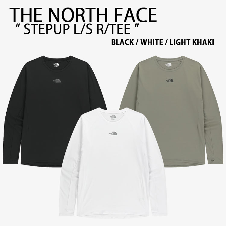THE NORTH FACE 北の方人間の顔 白いこと付け札 プルオーバー STEPUP L/S R/TEE 足取り引き上げる ロングT BLACK WHITE KHAKI 長袖 ラウンド素っ首 WHITELABEL メンズ レディース NT7TR55J/K/L