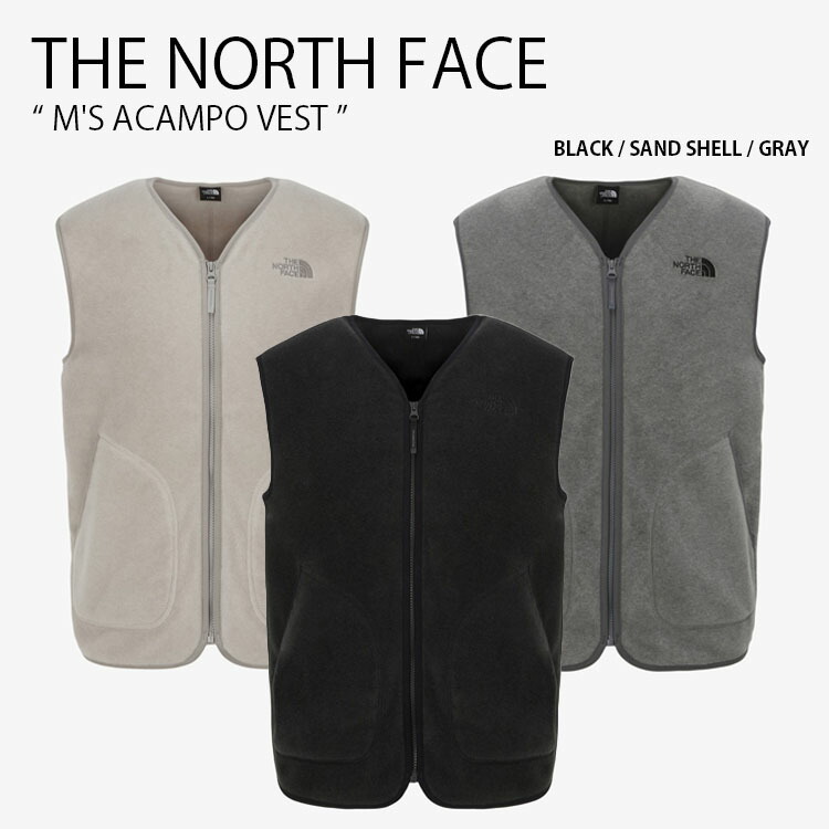 THE NORTH FACE 北の方人間の顔 フリースベスト M\u0027S ACAMPO VEST アカンポ より良い より良い上衣 ロゴタイプ 心地よい 表どおり アウトドア 黒いこと ベージュ 薄墨色 メンズ レディース 男女共用 成人男性用 お上さん用 NV4FR52A/B/C トップス-メンズファッション