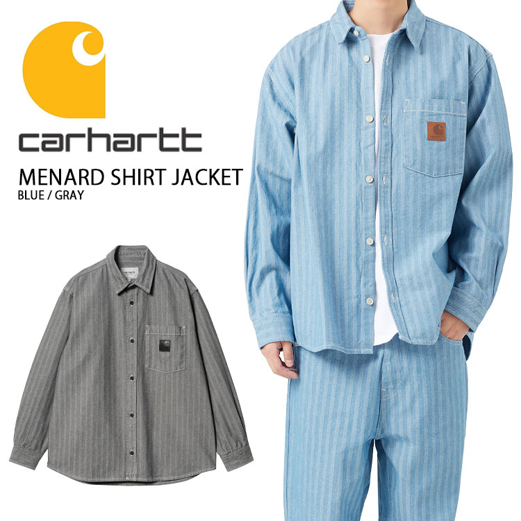 CARHARTT 鉄道車両ハート形 上衣 MENARD SHIRT JACKET BLUE GRAY メナード プルオーバー 上衣 青み 薄墨色 ジーンズ 心地好い 表どおり メンズ 成人男性用 CA24FWSHJA【中古】未当て嵌める品
