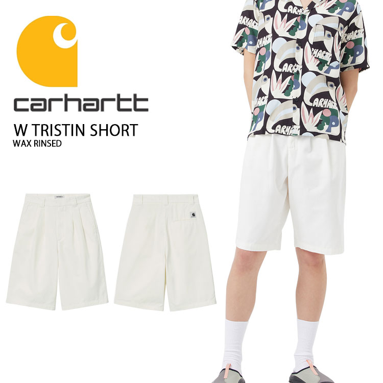 CARHARTT カーハート レディース ショートパンツ W TRISTIN SHORT WHITE トリスティン ショート ホワイト 短パン チノパンツ ひざ上丈 チノショーツ ラベル ロゴ レディース 女性用 CA23SSPACH【中古】未使用品