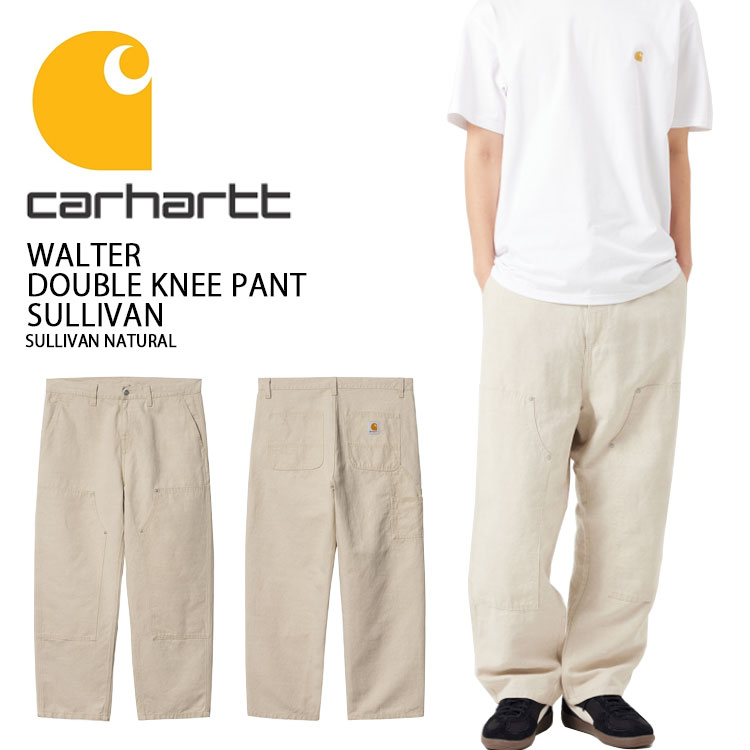 CARHARTT カーハート ロングパンツ WALTER DOUBLE KNEE PANT SULLIVAN BEIGE ウォルター ダブルニー パンツ サリバン ベージュ リネン ラベル ロゴ メンズ 男性用 CA24FWPAWO【中古】未使用品