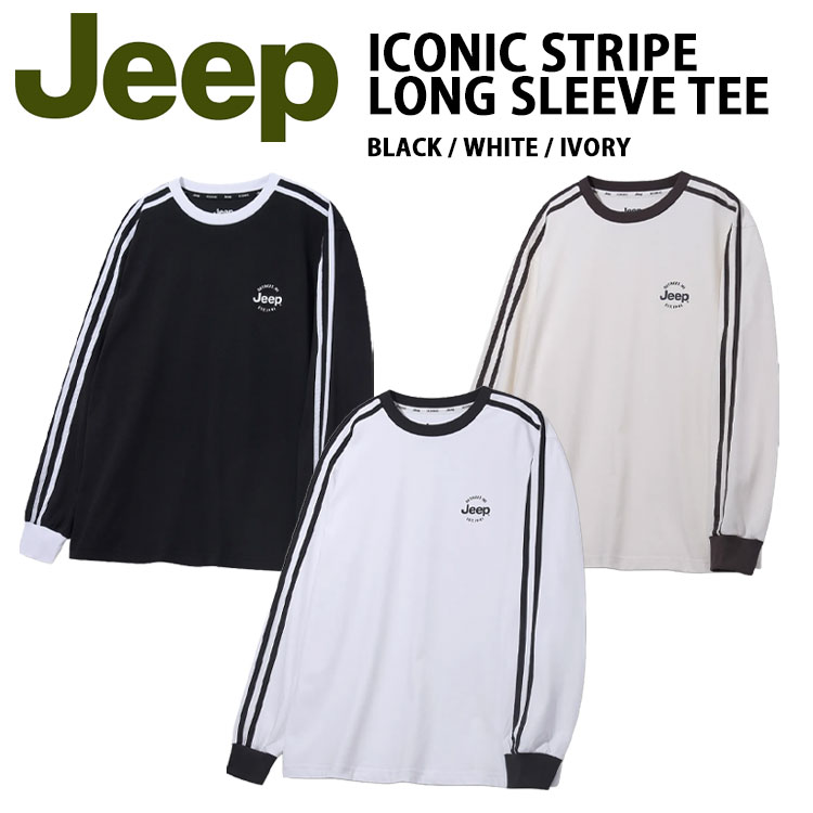 Jeep ジープ 長袖 Tシャツ ICONIC STRIPE LONG SLEEVE T-SHIRT ストライプTシャツ ロングスリーブ BLACK WHITE IVORY メンズ レディース JQ5TSU031 8,109円