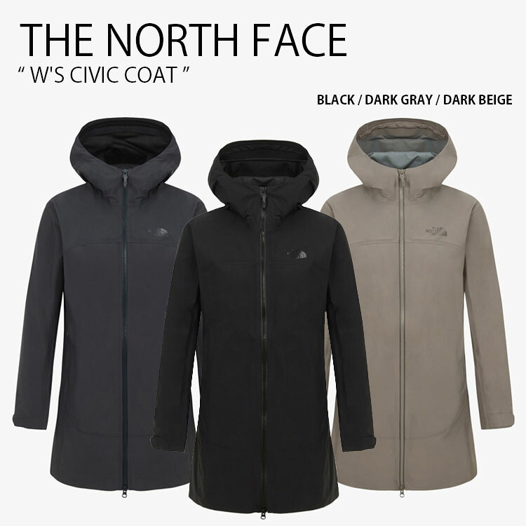 THE NORTH FACE ノースフェイス レディース レインジャケット W'S CIVIC COAT ウィメンズ シビック コート パーカー ジャケット フーディ レギュラーフィット ロゴ カジュアル ストリート アウトドア ブラック グレー ベージュ 女性用 NC2HS31A/B/C|a-dot
