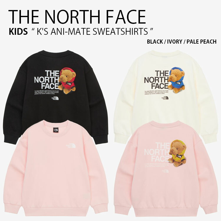 THE NORTH FACE 北の方人間の顔 キッズ 汗水 K\u0027S ANI-MATE SWEATSHIRTS アニマルメイト トレーナー 調教師 長袖 ティーシャツ カットソー 労働者の一団のど首 ロゴタイプ 心地よい 黒いこと 象牙色 サクラ色 お坊っちゃん 御姉さん 赤ちゃん用 NM5MR06S/T/U