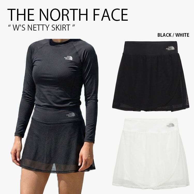 THE NORTH FACE ノースフェイス レディース ラッシュガード W'S NETTY SKIRT ウィメンズ ネッティ スカート ウォーターレギンス 水着 スイムウェア スリムフィット ロゴ カジュアル ストリート ウォータースポーツ ブラック ホワイト 女性用 NK6KS36A/B｜a-dot