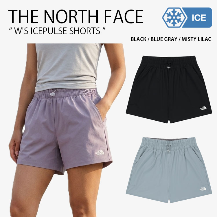 THE NORTH FACE ノースフェイス レディース ショートパンツ W'S ICEPULSE SHORTS ウィメンズ アイスパルス ショーツ パンツ 半ズボン 短パン ロゴ カジュアル ストリート スポーツ WHITELABEL ブラック グレーブルー パープル 女性用 NS6NS32J/K/L｜a-dot