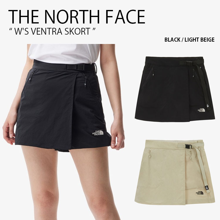 THE NORTH FACE ノースフェイス レディース スコート W'S VENTRA SKORT ウィメンズ ベントラ スコート キュロットスカート スカート ひざ上丈 レギュラーフィット ロゴ カジュアル キャンプ ハイキング アウトドア ブラック ベージュ 女性用 NS6NS32A/B|a-dot