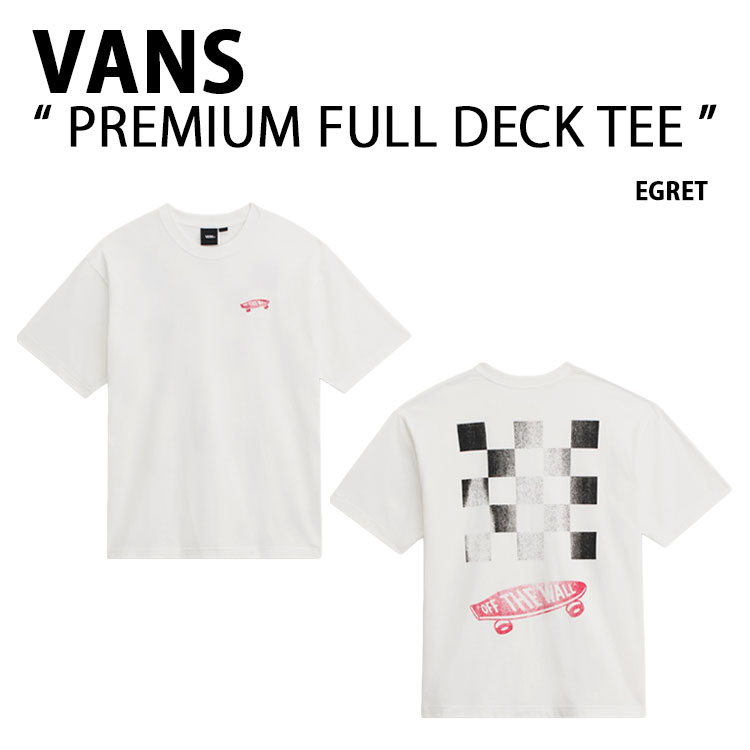 VANS バンズ 半袖 ティーシャツ PREMIUM FULL DECK SS TEE 割り増し金 フールデック 遊撃手衣袂TEE スケボー ルーズフィット IVORY 象牙色 メンズ レディース VN000T6VC9F