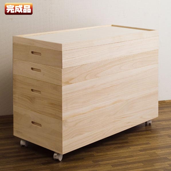 楽天市場】桐スタッキング収納ボックス浅3深1 キャスター付き