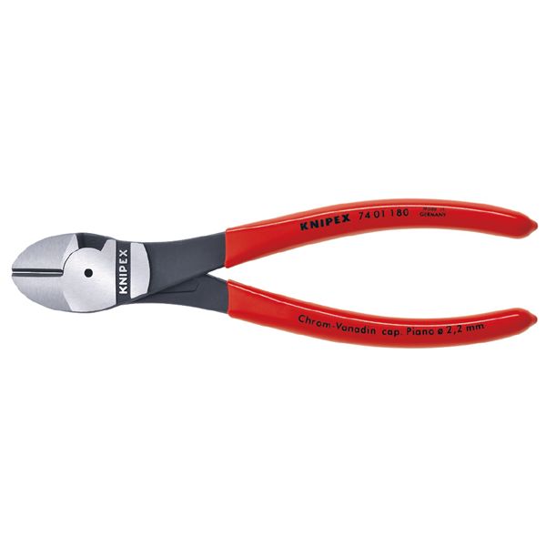 KNIPEX クニペックス 強力型斜ニッパー 硬線用 プラスチックコーティング 全長180mm 7401-180 工事 DIY 工具 ペンチ ニッパー