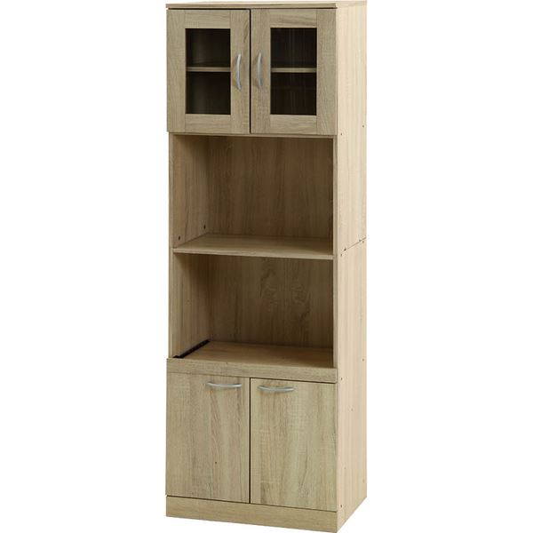ハイキッチンボード 約高さ180×幅60cm ホワイトオーク 組立品（ﾒｰｶｰ名:不二貿易） インテリア 家具 食器棚 レンジボード