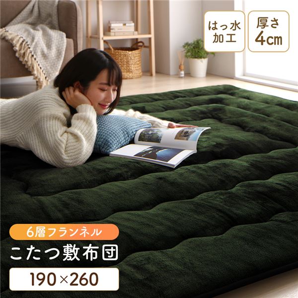 こたつ敷き布団 ラグ マット 〔 グリーン 約190×260cm 〕 長方形 床暖房対応 ホットカーペット対応 洗える 撥水 こたつ布団 (ﾒｰｶｰ名:福岡県 ｲｹﾋｺ） インテリア 家具 こたつ こたつ用敷き布団