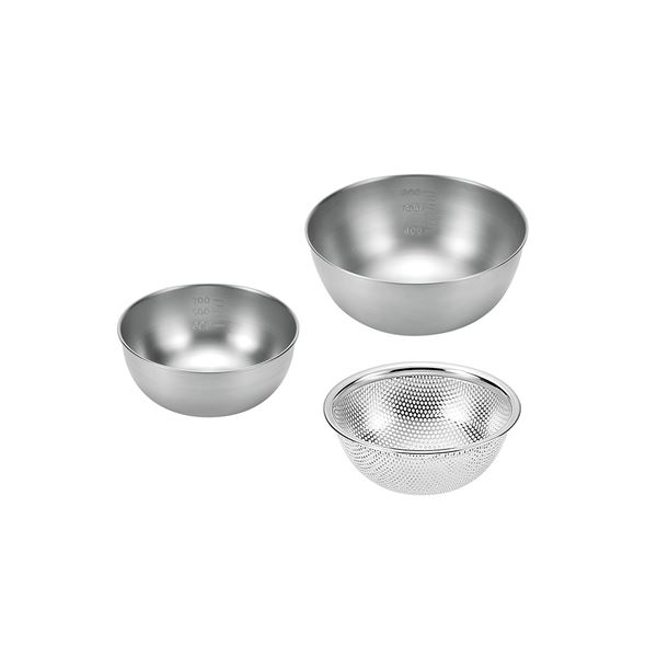 燕人の匠 ボウル3点セット（ボウル18cm＆15cm＆パンチングボウル18cm） ETF-601 キッチン 食器 ボール ざる