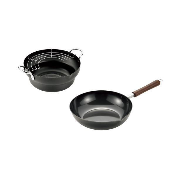 燕熟の技 木柄いため鍋27cm＆天ぷら鍋24cm EJTP-700 キッチン 食器 鍋 圧力鍋