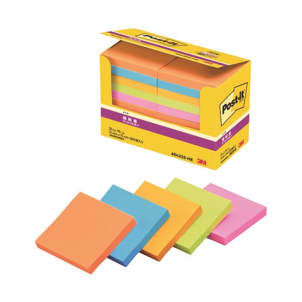 スリーエム ジャパン Post-it強粘着パワーパック 5色 6542SS-NE 文具 オフィス用品 付箋紙 ポストイット