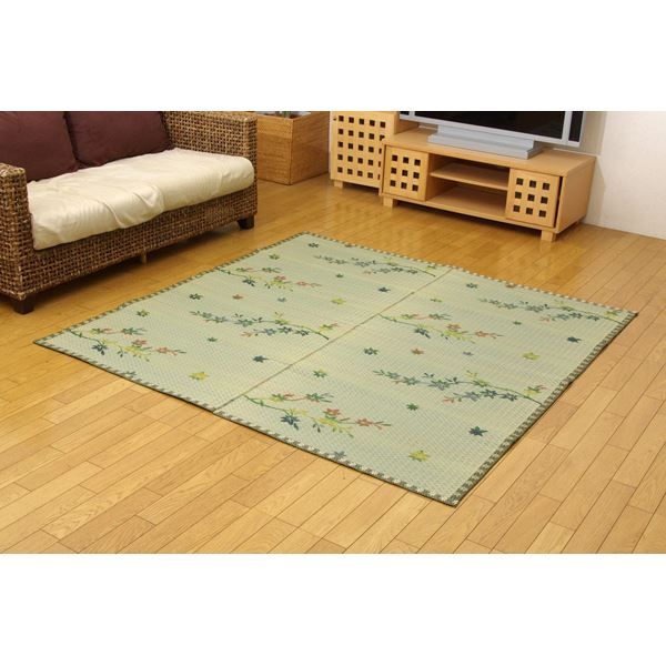 い草 花ござ / ラグマット 【紅葉柄 江戸間3畳 約174×261cm】 抗菌 防臭 調湿機能 丈夫 〔リビング ダイニング〕|開店20周年 世田谷家具インテリア