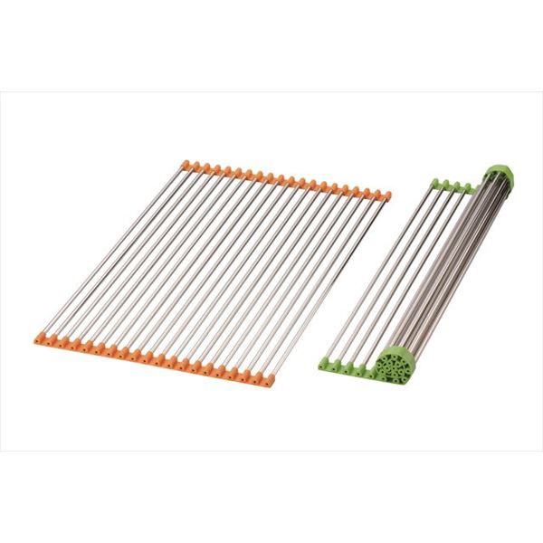 折りたたみ 水切りラック / キッチン用品 【20本 グリーン】 約574×330×10mm 日本製 ステンレス製 〔台所〕 キッチン 食器 キッチン用品 飲食店 料理
