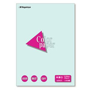 (オフィス 業務用 10セット)Nagatoya カラーペーパー / コピー用紙 【A4 / 中厚口 100枚】 両面印刷対応 水 【 セット販売 まとめ買い 割引 】 プリンター OA プリンタ用紙