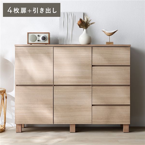 真四角押し込み 扉+抽き出し印字機 4枚扉+抽き出し 幅108糎 自然的 押し込み リビング 納める 導線穴付き添い人 精神的な統合品