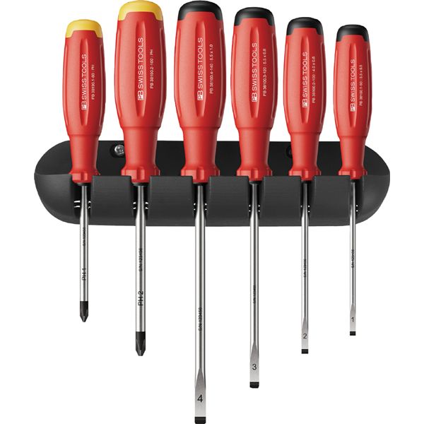 PB SWISS TOOLS ピービースイスツールズ 6本組 スイスグリップEVO (マイナス ・ プラス)ドライバーセット 38244.H 工事 DIY 工具 ドライバー ドライバー