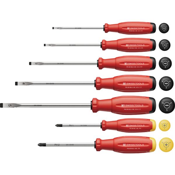 PB SWISS TOOLS ピービースイスツールズ 7本組 スイスグリップEVO (マイナス・プラス)ドライバーセット 38252 工具 ツール DIY｜開店20周年 世田谷家具インテリア