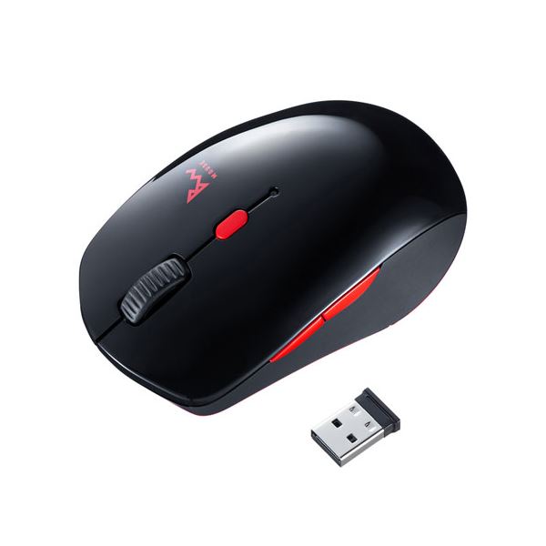 【5個セット】 サンワサプライ 静音ワイヤレスブルーLEDコンボマウス(ブラック×レッド) MA-WBTBL193BKRX5 【 セット販売 まとめ買い 割引 】 パソコン マウス マウスパッド