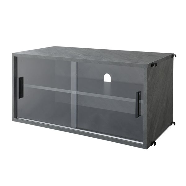 オープンシェルフ専用 ボックスA(アクリル扉) 単品 ストーングレー 組立品｜開店20周年 世田谷家具インテリア