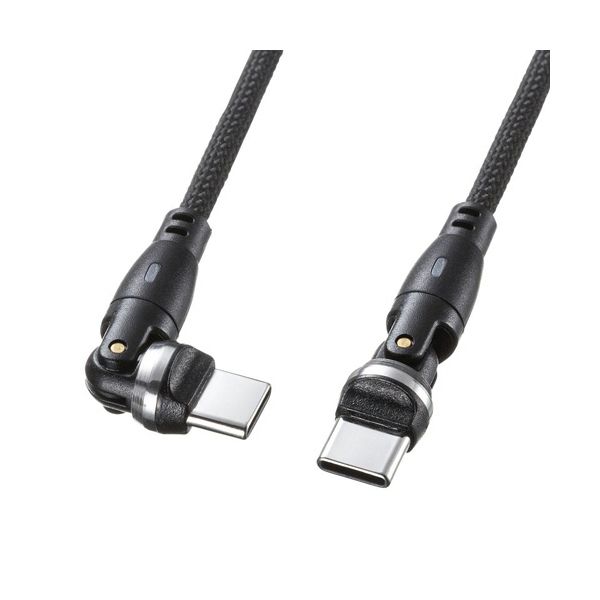 サンワサプライ USB2.0 Type-Cコネクタ540°回転ケーブル（PD100W） 1.8m ブラック KU-CCP100KAW18BK1本 パソコン ケーブル ケーブルカバー
