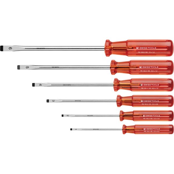 PB SWISS TOOLS ピービースイスツールズ 6本組 クラシックハンドル マイナスドライバーセット 1412.RE 工事 DIY 工具 ドライバー ドライバーセット