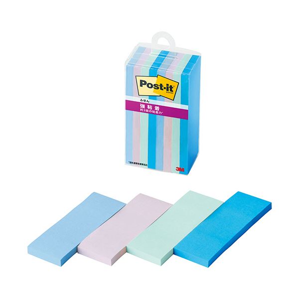 3Mポスト ・ イット 強粘着ふせん マルチカラー2 75×25mm 4色 500SS-MC-2N1セット（80冊：8冊×10パック） 文具 オフィス用品 付箋紙 ポストイット 5,222円