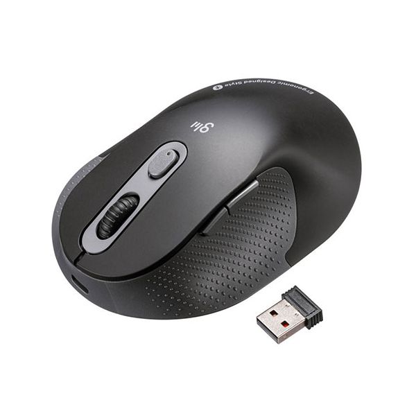 サンワサプライ 静音ワイヤレスエルゴノミクスコンボマウス 2.4GHzワイヤレス+Bluetooth ・ 高さ45mm ブラック MA-EWBBS528MBKパソコン マウス マウスパッド