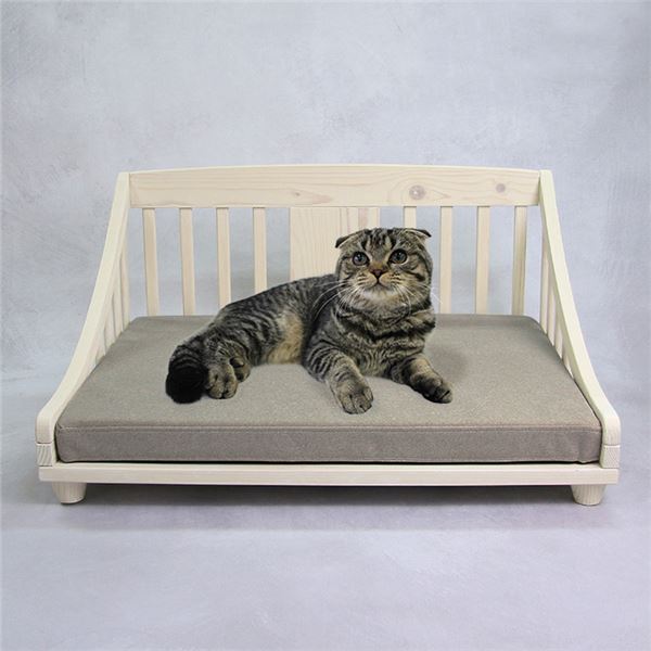 ペットベッド M 約幅67.5cm ホワイト 木製 ペット用品 ペットグッズ 犬用品 猫用品 組立品（ﾒｰｶｰ名:大川 平インテリア産業） ペット ペット用品