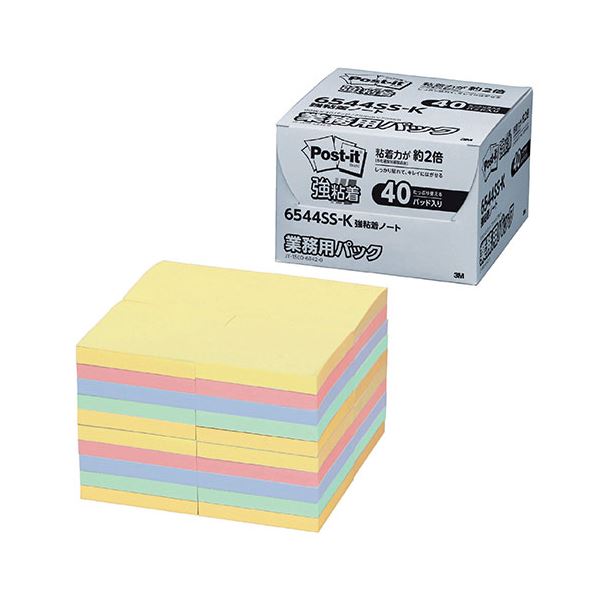 3M Post-it ポストイット 強粘着ノート パステルカラー オフィス 業務用  4色 3M-6544SS-K 文具 オフィス用品 付箋紙 ポストイット