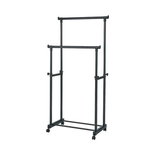 YAMAZEN パイプハンガー ダブルオールブラック MKS-WS（ABK）（S） 1台【×5セット】 【 セット販売 まとめ買い 割引 】 インテリア 家具 収納家具 ハンガーシェルフ ワードローブ