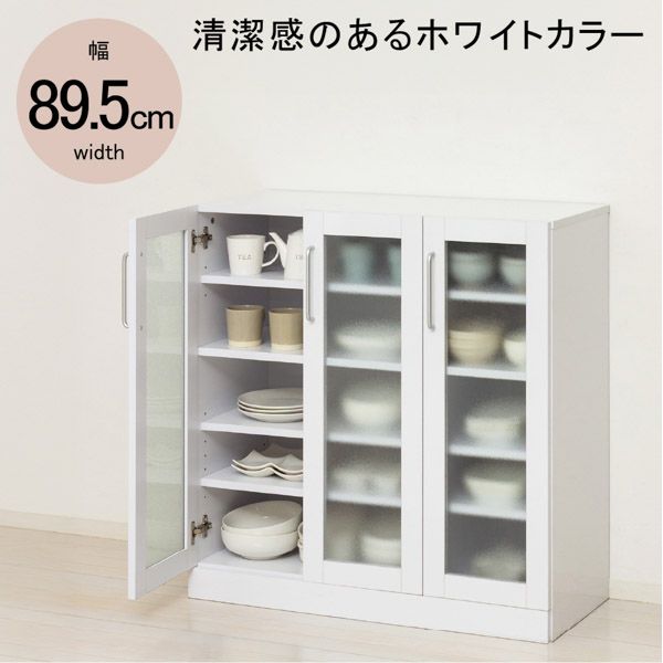 食器棚 約89.5&times;90cm ホワイト 組立式｜開店20周年 世田谷家具インテリア