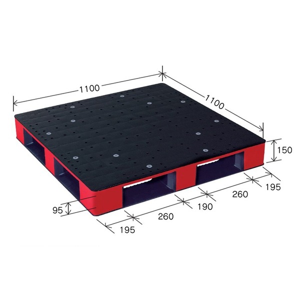 カラープラスチックパレット / 物流資材 【1100×1100mm ブラック / レッド】 片面使用 HB-D4・1111SC 岐阜プラスチック工業 ( 掃除用品 文房具・事務用品 生活雑貨 オフィス用品 日用品雑貨 日用消耗品 文房具 お掃除 )|開店20周年 世田谷家具インテリア