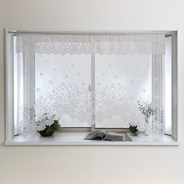 楽天市場】おしゃれ パイルレース カーテン フリル付き 日本製 小窓