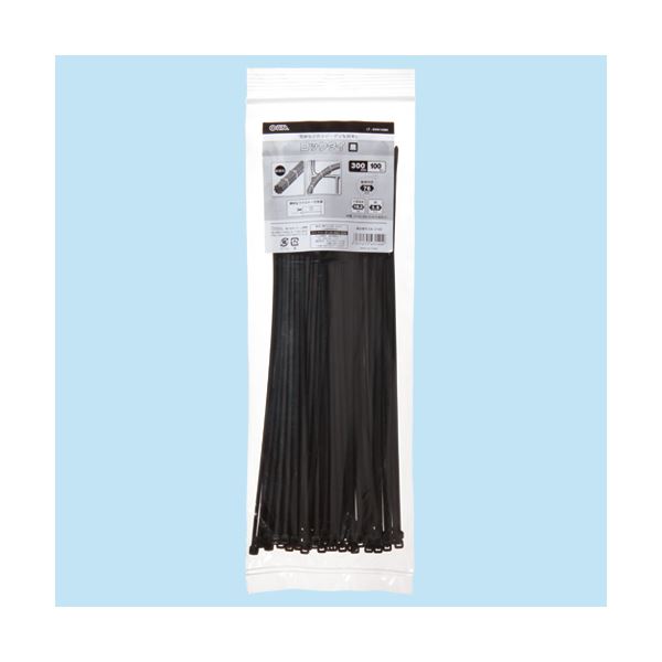 オーム電機 耐候性ロックタイ 300mm 黒 LT-300W100BK 1袋(100本) 【×5セット】 【 セット販売 まとめ買い 割引 】