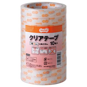 TANOSEE タノシー（大塚商会) クリアテープ 15mm×35m 1パック（10巻） 【×10セット】 【 セット販売 まとめ買い 割引 オフィス 文房具 文具 業務用 オフィス用品 】 文具 オフィス用品 テープ 接着用具