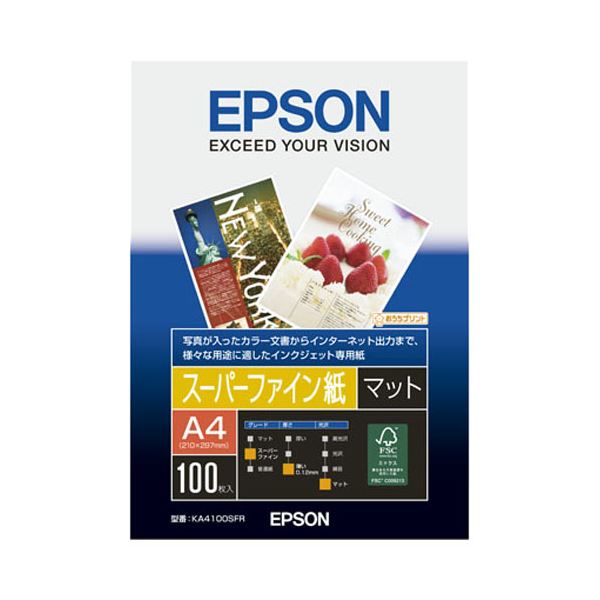 エプソン EPSON スーパーファイン紙 A4 KA4100SFR 1冊（100枚） 【×5セット】 【 セット販売 まとめ買い 割引 】 プリンター OA プリンタ用紙