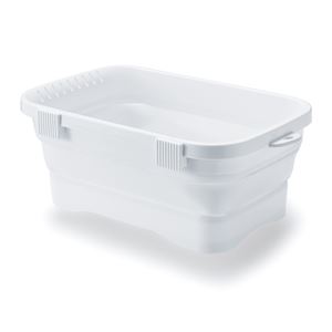 【24個セット】 ソフトタブ / 洗い桶 【6.6L ホワイト】 水抜き栓付き 折りたたみ式 コンパクト 〔キッチン 台所 アウトドア〕 【 セット販売 まとめ買い 割引 】 キッチン 食器 洗い桶