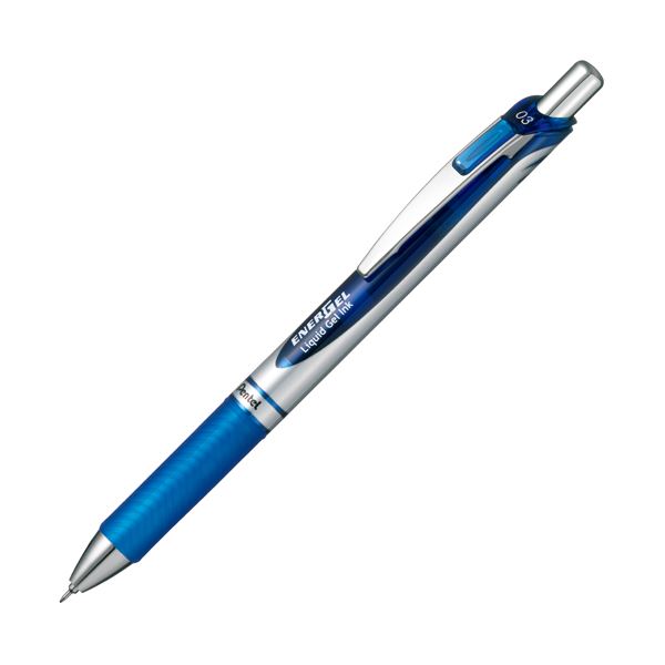 ぺんてる ゲルインクボールペンノック式エナージェル 0.3mm 青 （軸色 シルバー） BLN73-C 1本 【×50セット】 【 セット販売 まとめ買い 割引 オフィス 文房具 文具 業務用 オフィス用品 】 文具 オフィス用品 ペン ボールペン